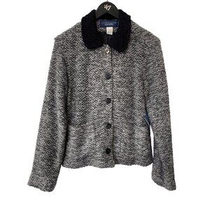 Vintage 90s Catherine Stewart Boucle Jacket Size Small Gray Black Deadstock NEW